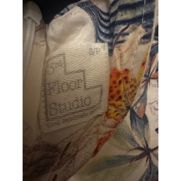 Women S 3rd Floor Studio Yellow Print Sleeveless Dress High Neck Toronto Viscose - Picture 6 of 6